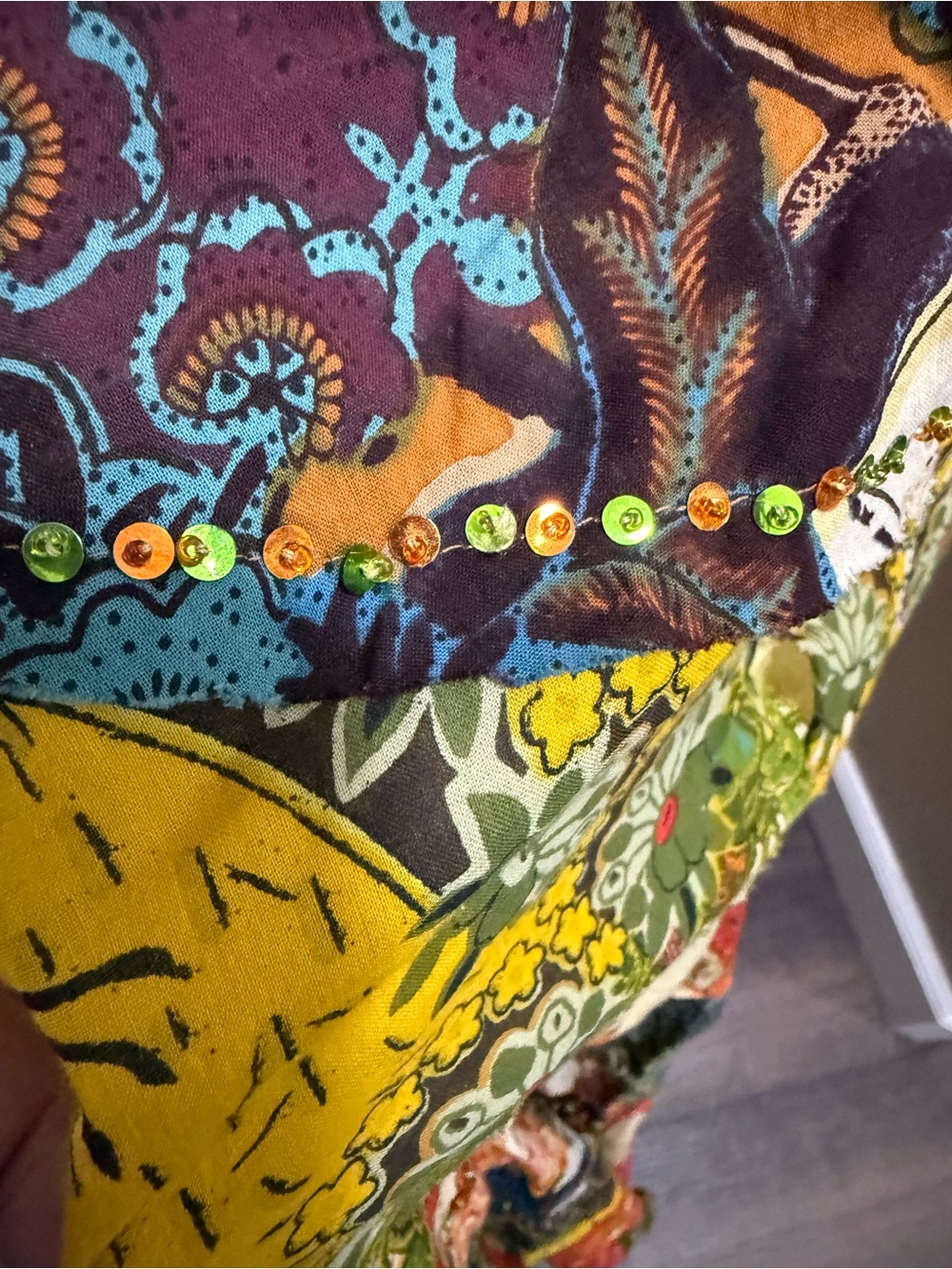 Bohemian Patchwork Floral Maxi Dress in Multicolor - Picture 7 of 14